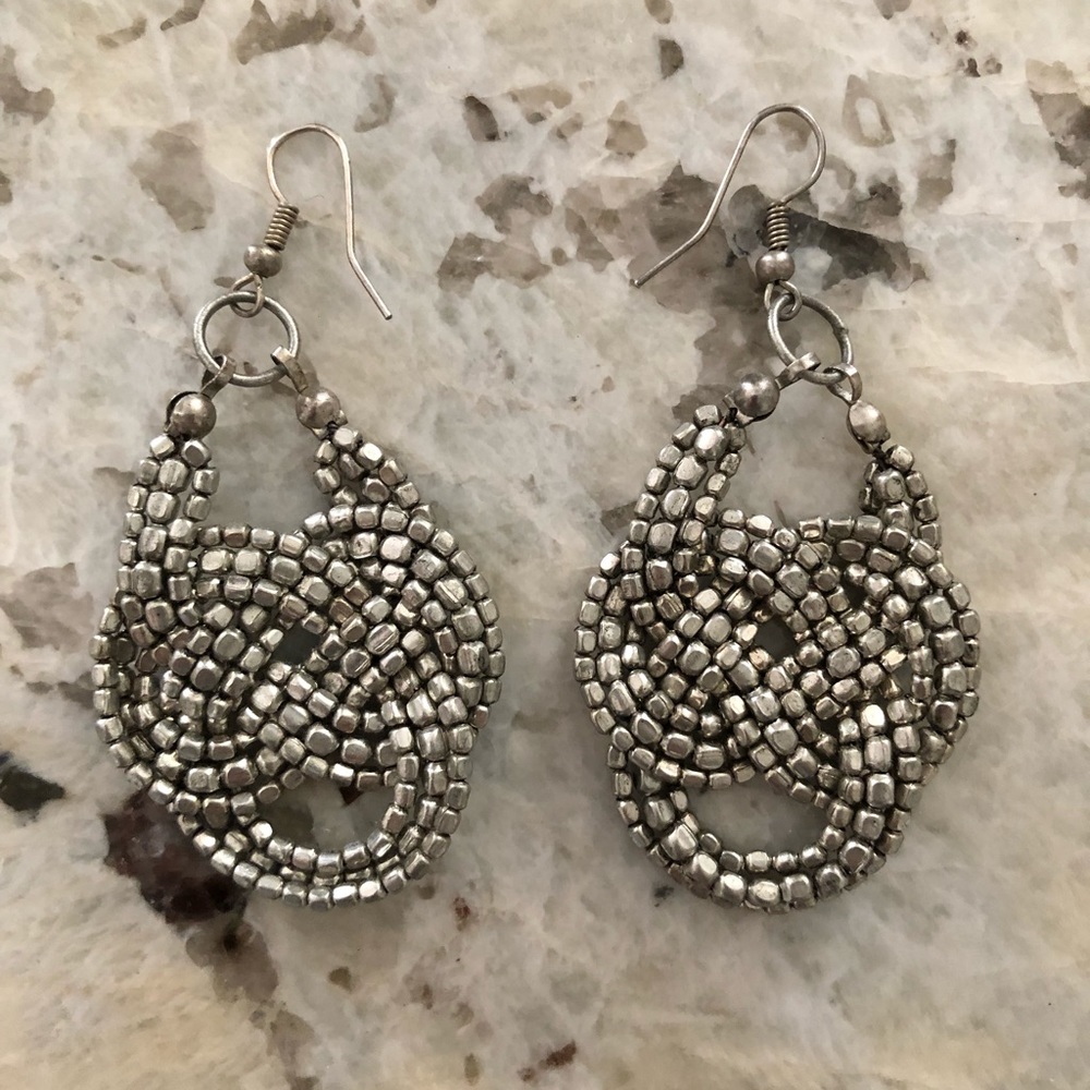 Silver Dangling Knot Earrings